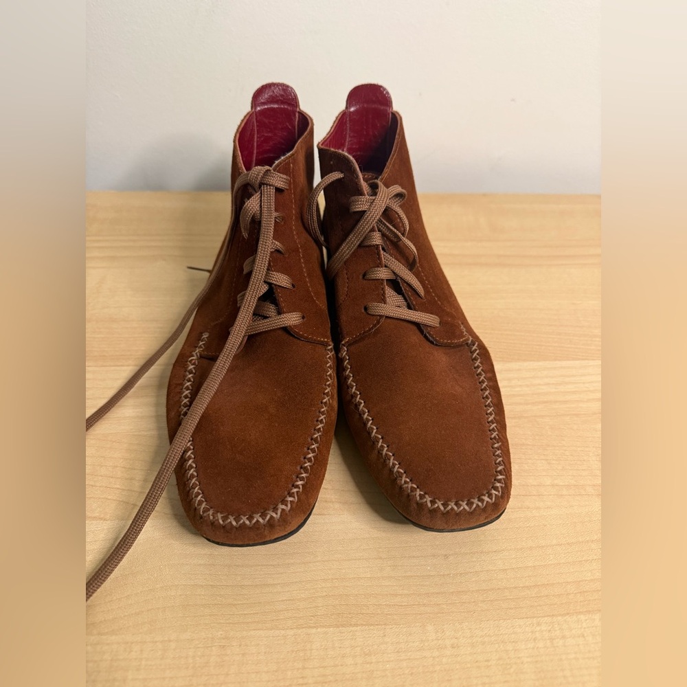 Salvatore Ferragamo  brown and red leather Suede Men's Shoes, sport boots.